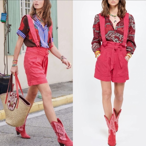 Isabel Marant Flink Suspender Overall Shorts